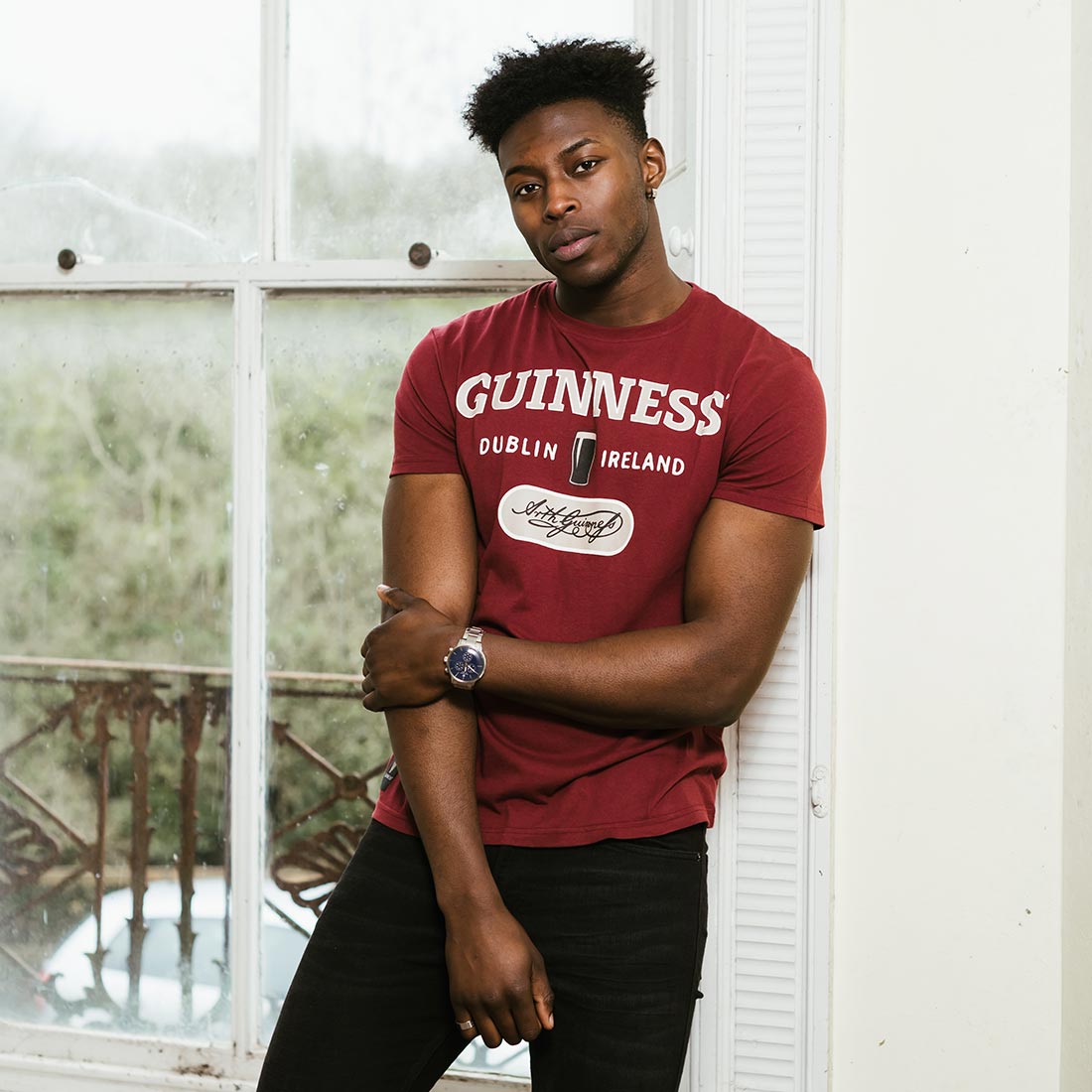 Soft and comfortable Guinness Signature Burgundy Trademark Label Tee.