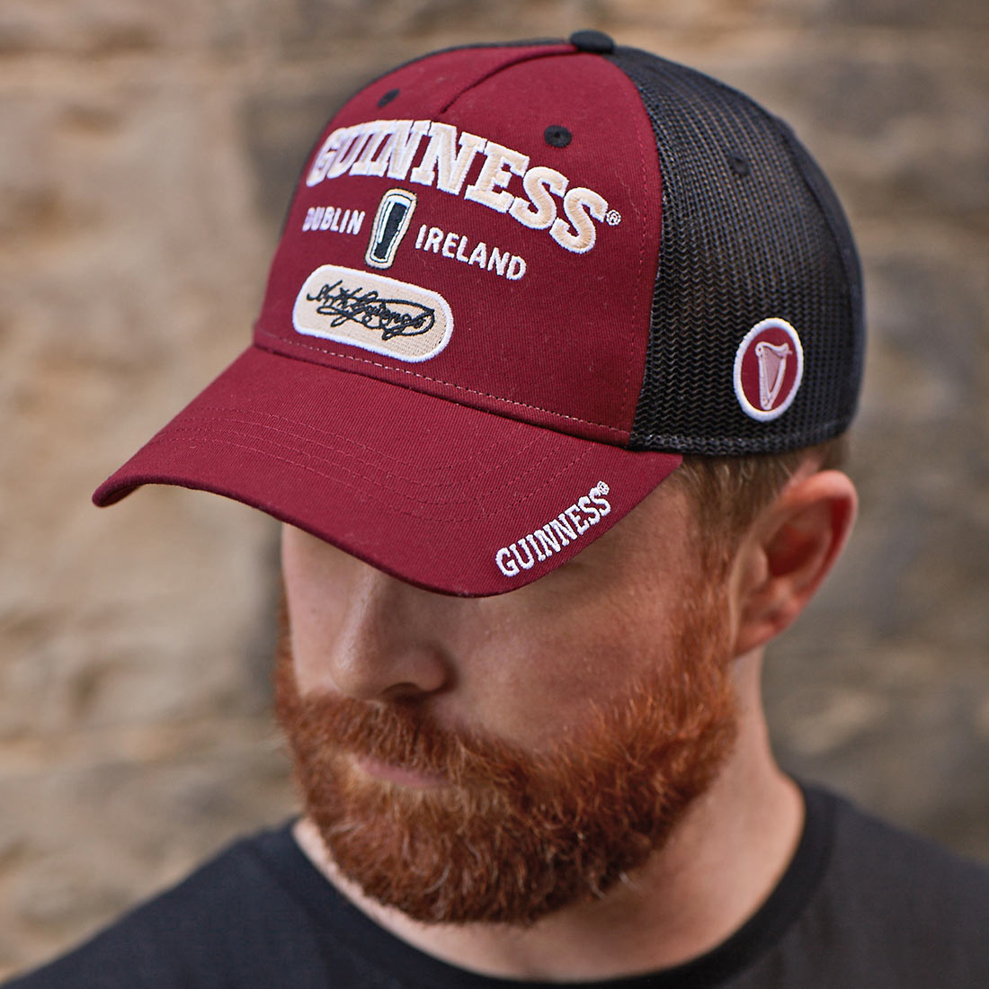 Guinness Signature Burgundy Trucker Mesh Baseball Cap Adjustable