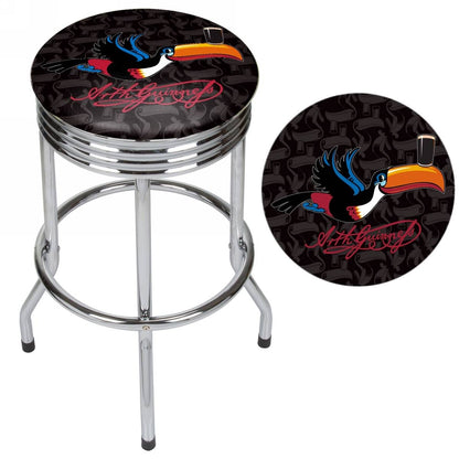 A Guinness Chrome Ribbed Bar Stool - Toucan with foam padding.