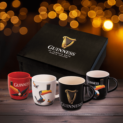 Four Guinness Toucan Mug Sets in a gift set.