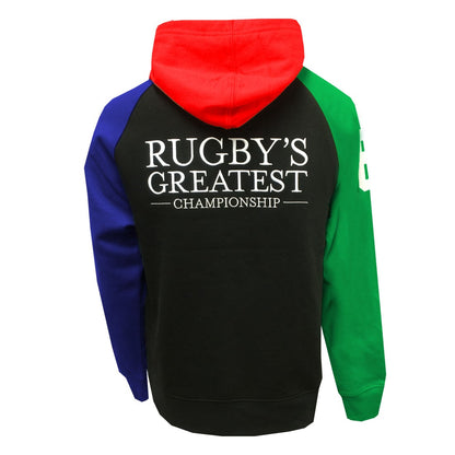 Six Nations Color Block Hoodie with red, blue, and green panels, featuring the Guinness® logo on the back.