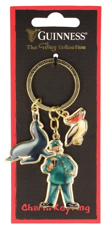 The Guinness Gilroy Charm Keyring Toucan from Guinness US features a collection of iconic charms, including a seal, a man holding a pint, and a toucan.