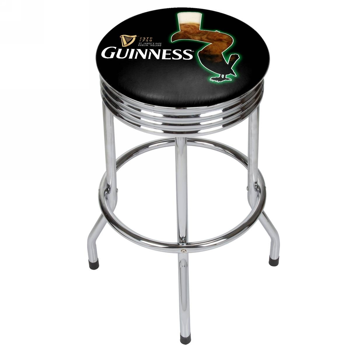 Guinness Chrome Ribbed Bar Stool - Feathering