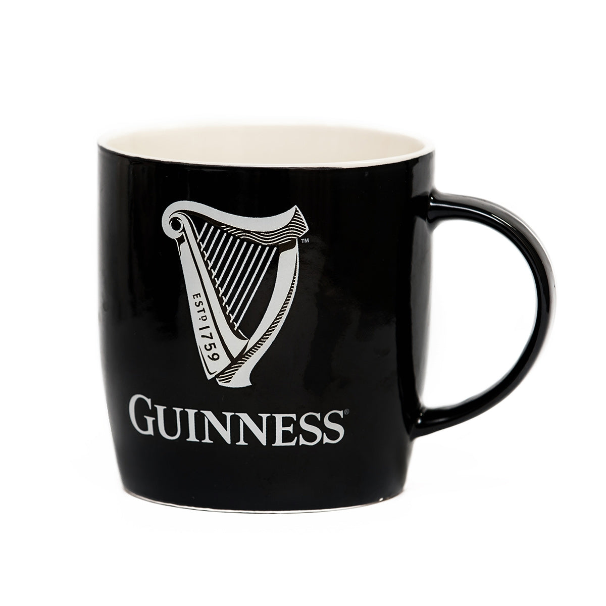 Guinness Black Mug with White Harp Logo