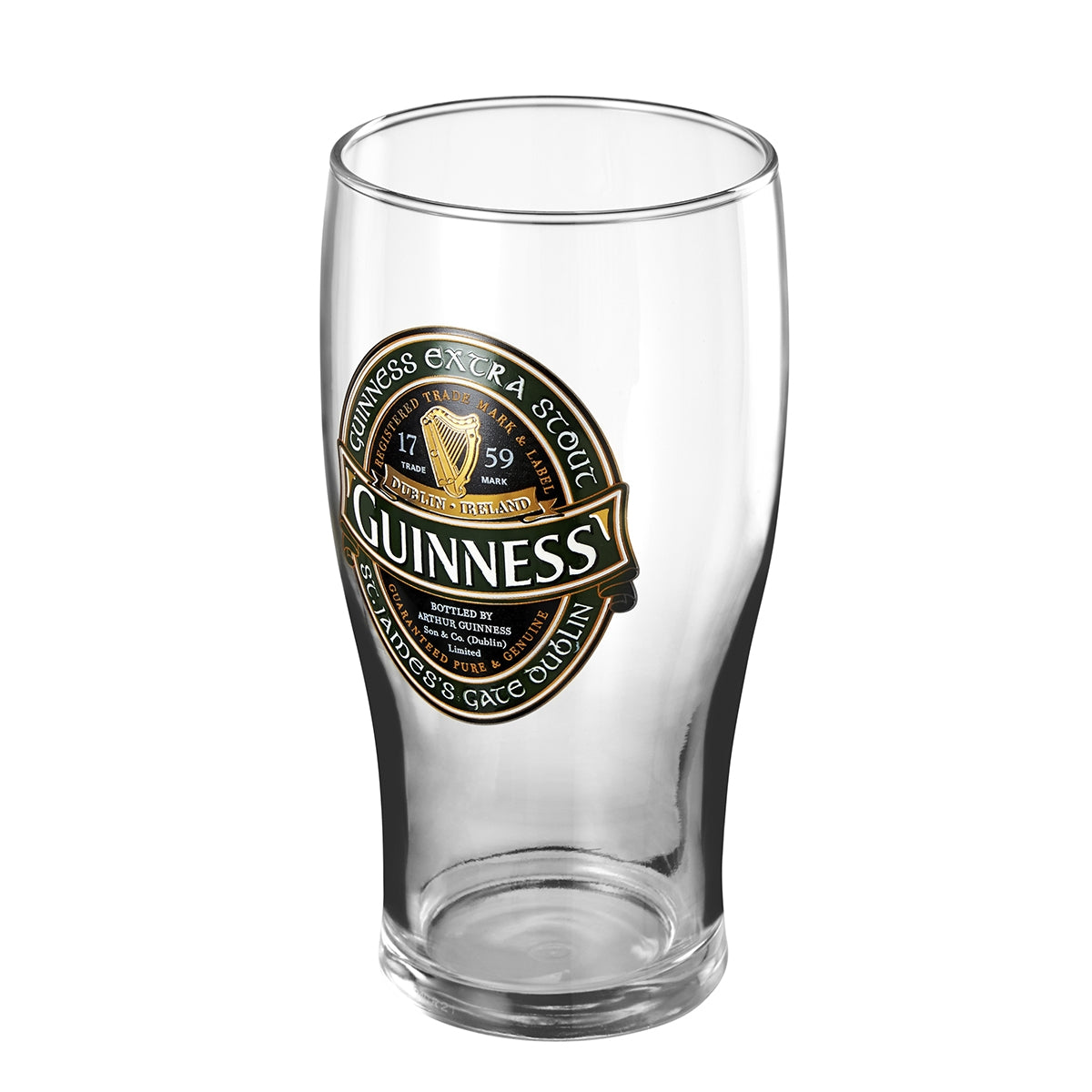 Guinness Ireland Collection Pint Glass Twin Pack Guinness Extra Stout Label pint glass.
