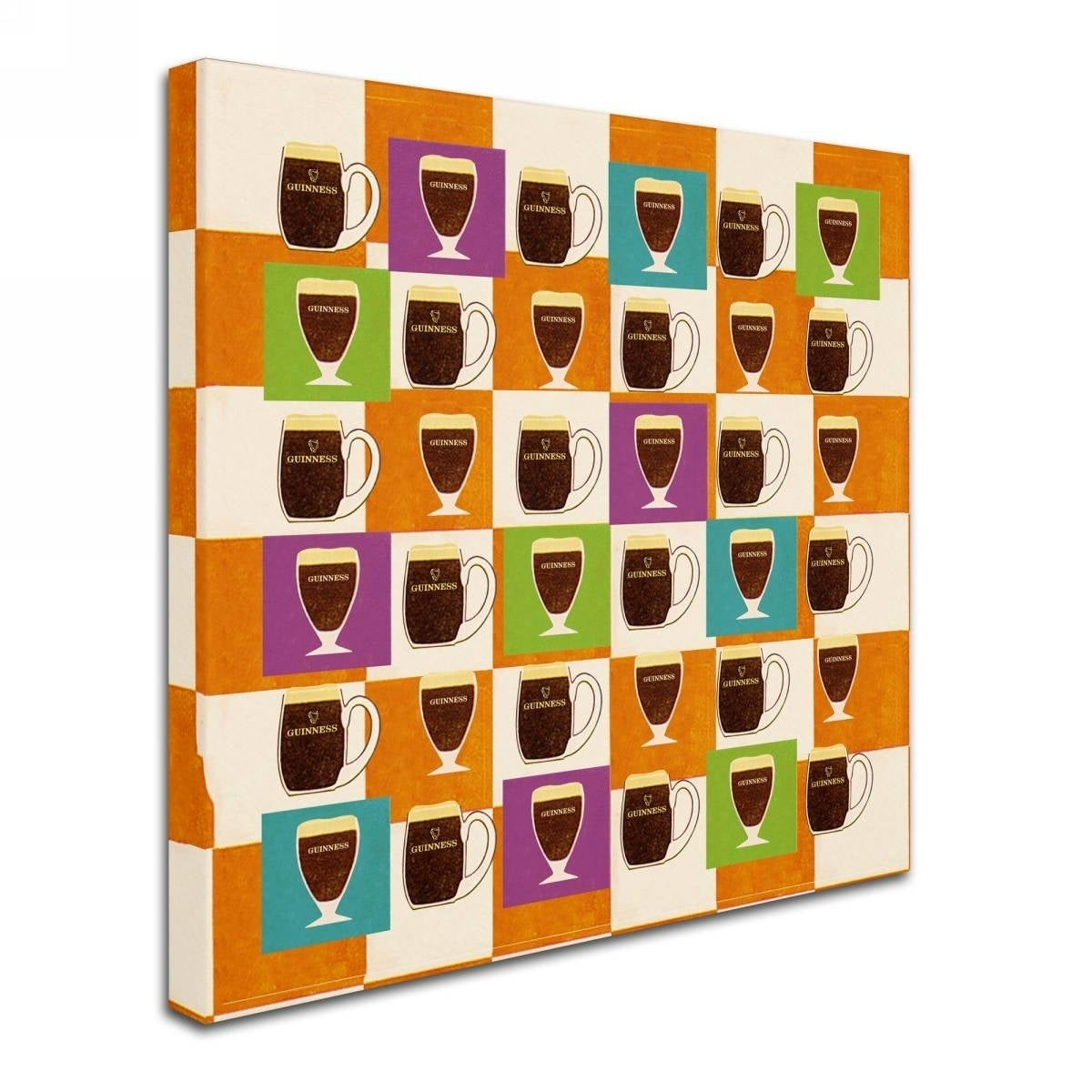 Guinness Brewery 'Guinness IV' canvas wall art featuring coffee cups for your home bar.
