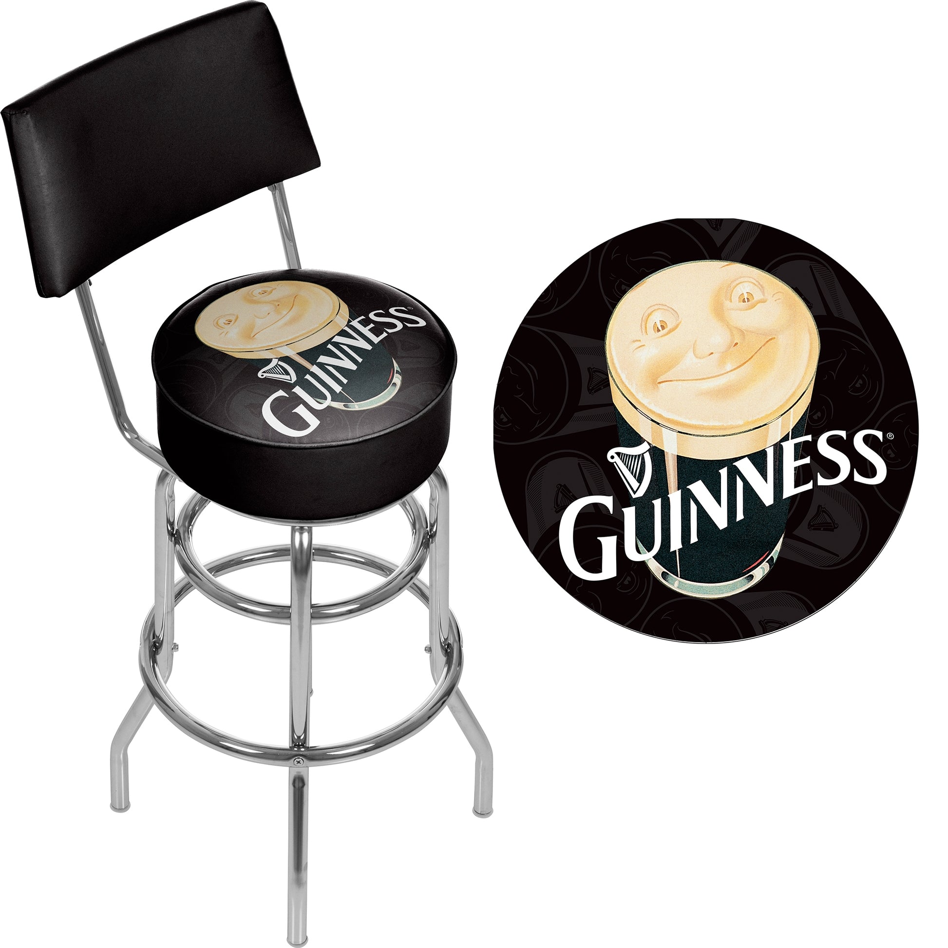 Guinness® Chrome Swivel Bar Stool