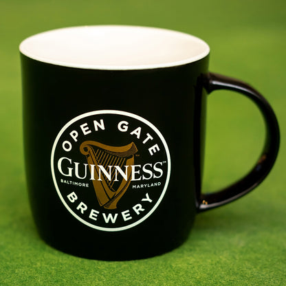 Guinness Open Gate Brewery Black Ceramic Mug.