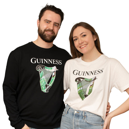 Couple wearing the Guinness St. Patrick's Day Limited Edition Sweatshirt & White T-shirt Collection to celebrate St. Patrick's Day.
