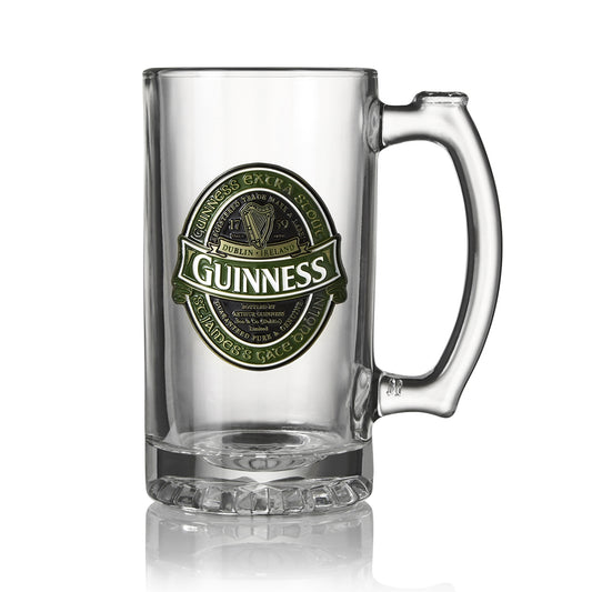 Glassware Guinness Green Collection tankard with handle.