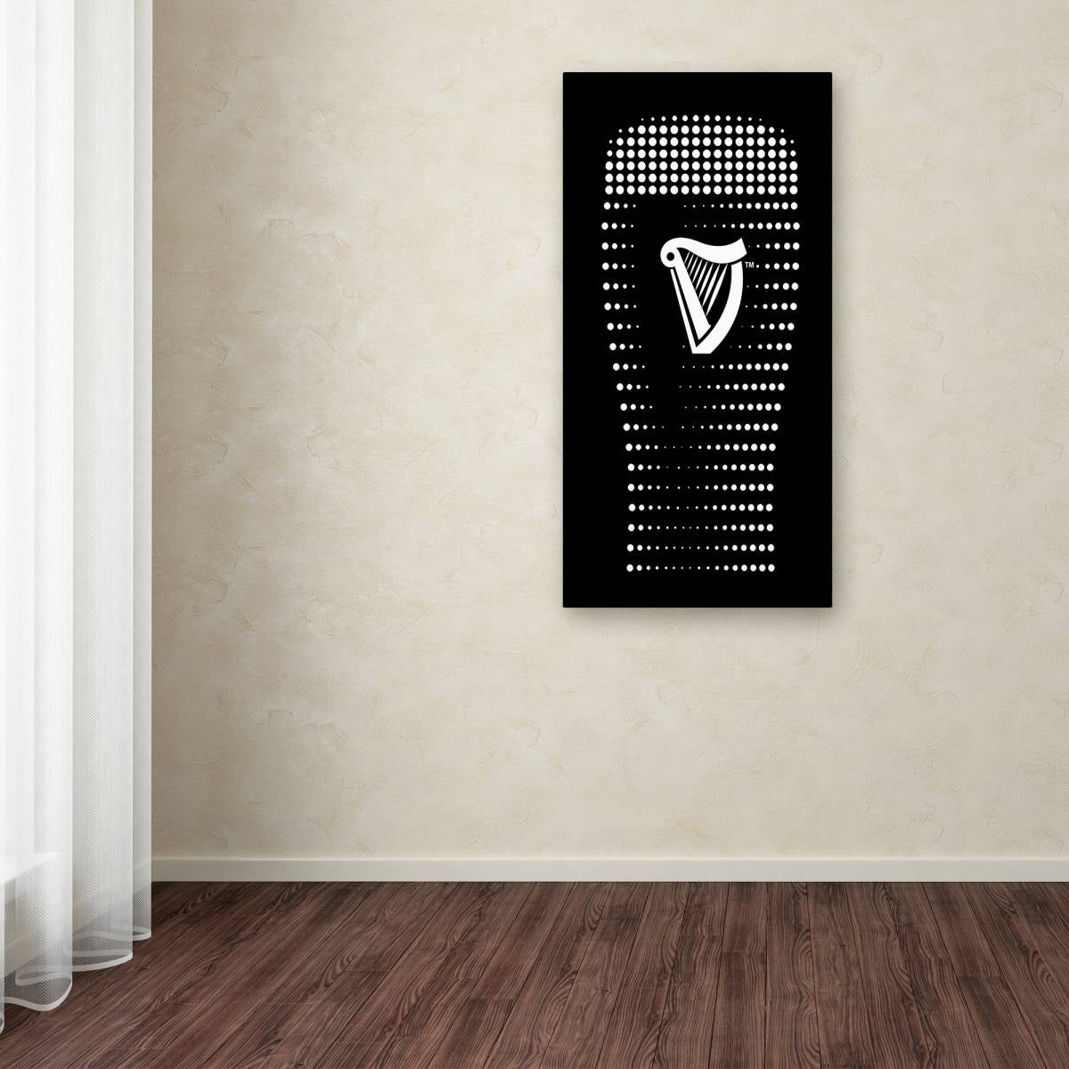A black and white Guinness Brewery 'Guinness VIII' Canvas Art featuring a Guinness mug.