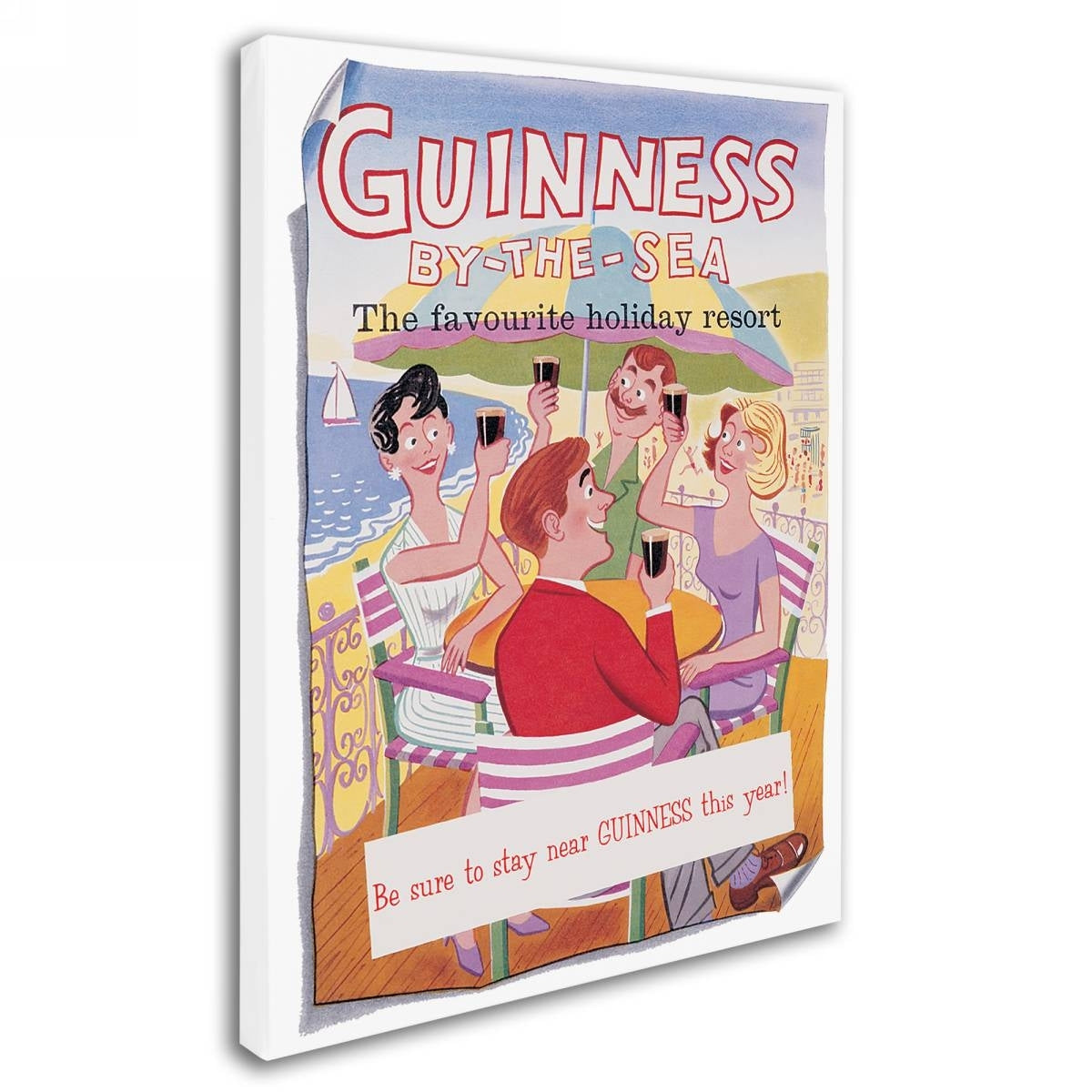 Vintage charm and Guinness Brewery 'Guinness By The Sea' Canvas Art come together in this captivating seaside canvas print.