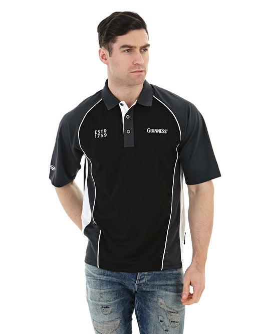 Guinness® Men's Black and Grey Panelled Performance Golf Shirt