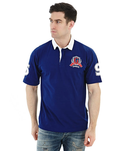 Guinness® Men's Blue Short Sleeve Rugby Shirt with Red Guinness® Logo