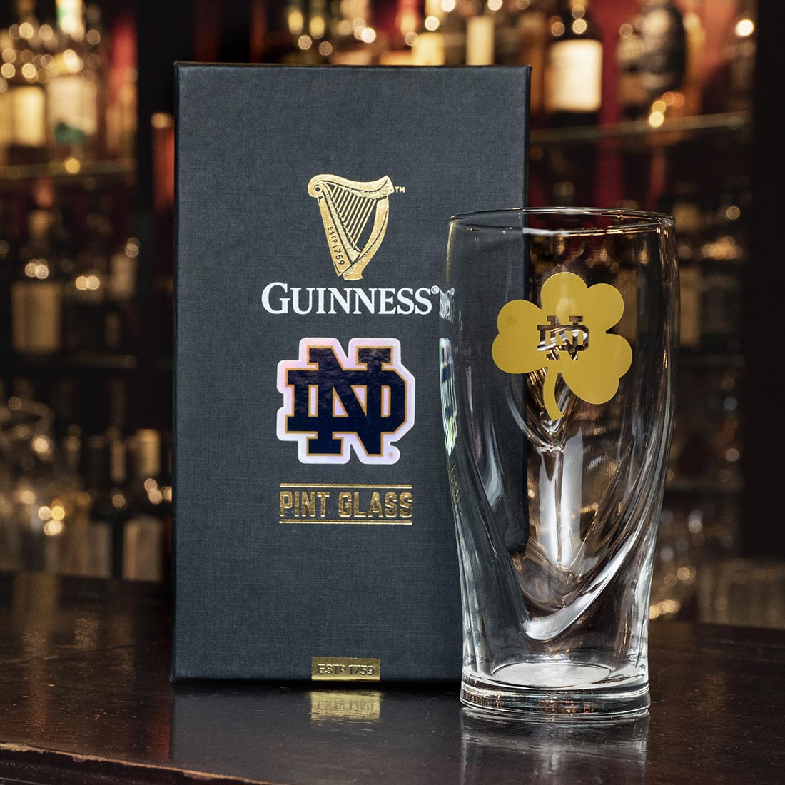 Notre Dame Guinness Shamrock 16oz Pint Glass