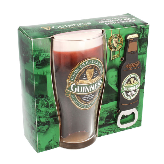 Guinness Ireland Label Pint Glass & Pvc Opener Set