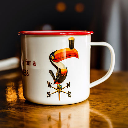 Ceramic Guinness White Espresso Mug with Toucan Label Design