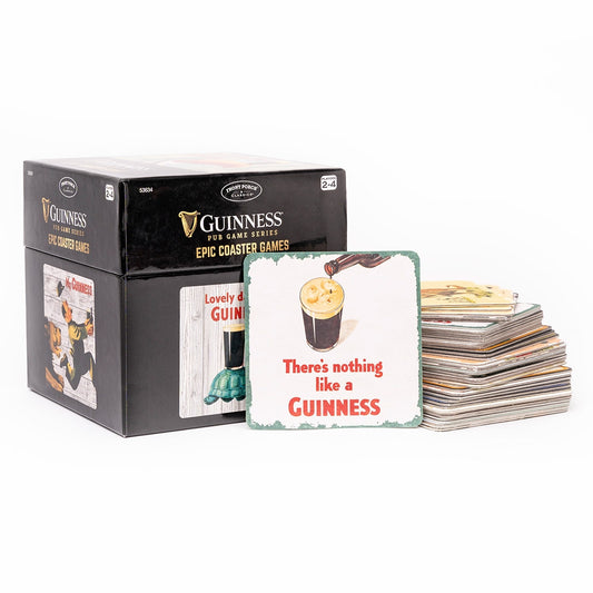 Guinness Epic Coaster Games in a box, perfect for pub games.