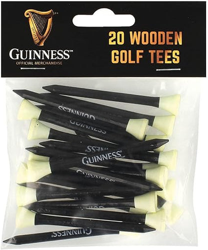 The Guinness 20 Wooden Golf Tees from Guinness Webstore US are perfect for enhancing any golf game with their classic black design and iconic Guinness logo.