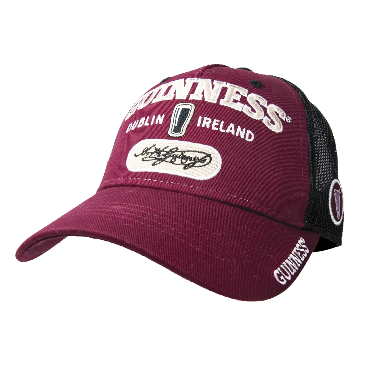 Guinness Signature Burgundy Trucker Mesh Baseball Cap Adjustable
