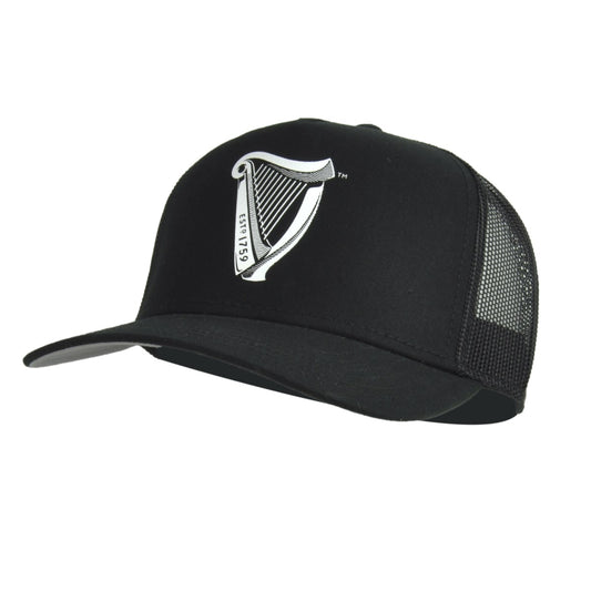 An adjustable size Guinness Premium Black & White Cap with the Irish harp on it.
