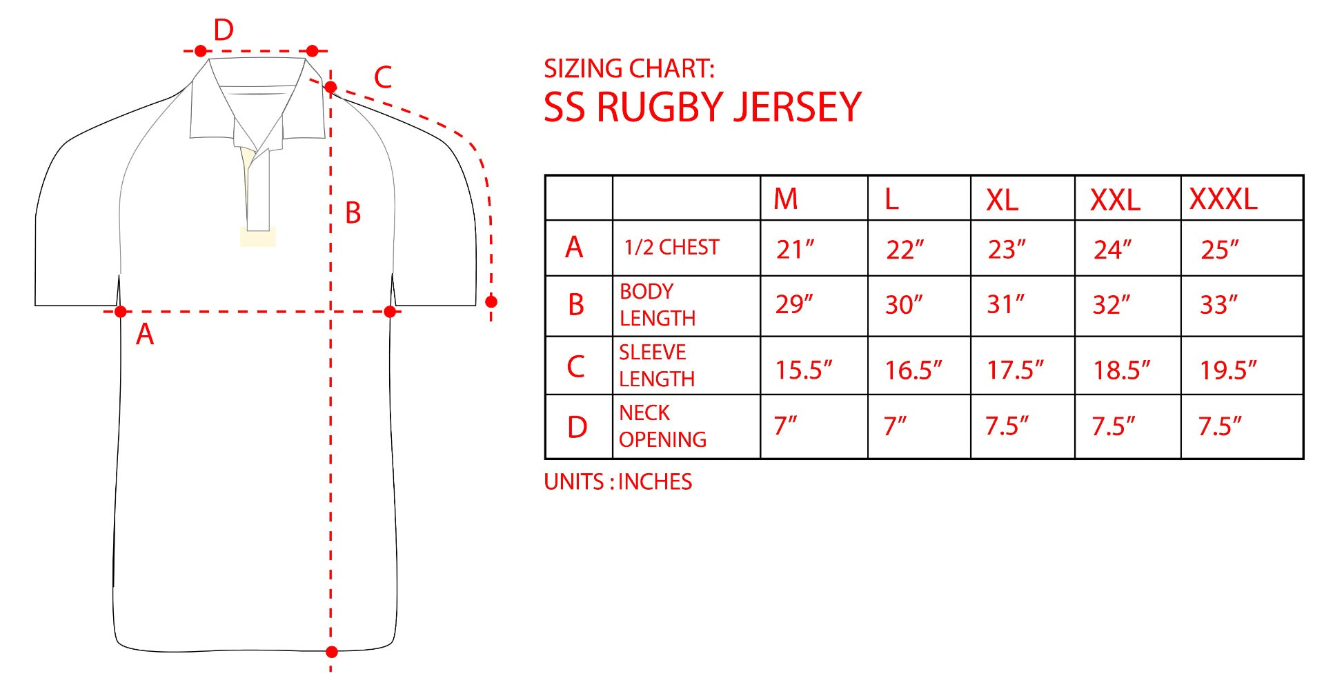 A diagram showcasing the measurements of a Guinness-branded PERFORMANCE RUGBY JERSEY, designed with moisture-wicking performance capabilities.