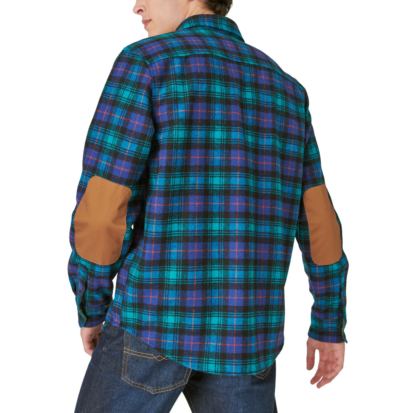 Guinness Webstore US limited edition men's flannel shirt: Guinness Wool Plaid Over Shirt With Elbow Patch - Green Plaid.