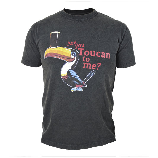 A 100% cotton black Guinness Are you Toucan to me Tee with a toucan on it.