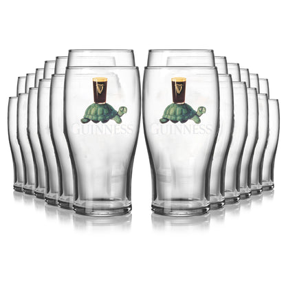 The Guinness Gilroy Tortoise Pint Glass - 24 Pack from Guinness Webstore US features the iconic tortoise with a pint—ideal for any collection.
