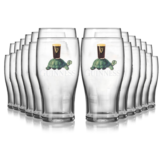 The Guinness Gilroy Tortoise Pint Glass - 24 Pack from Guinness Webstore US features the iconic tortoise with a pint—ideal for any collection.