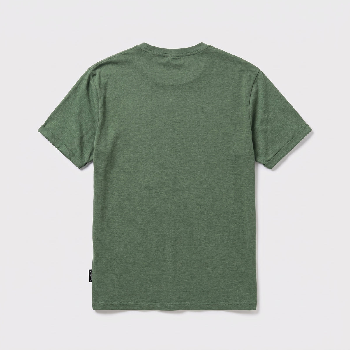 A Guinness Vintage Harp Tee by Guinness, featuring short sleeves and a plain green unisex design, is displayed flat on a white background with the back of the shirt visible.