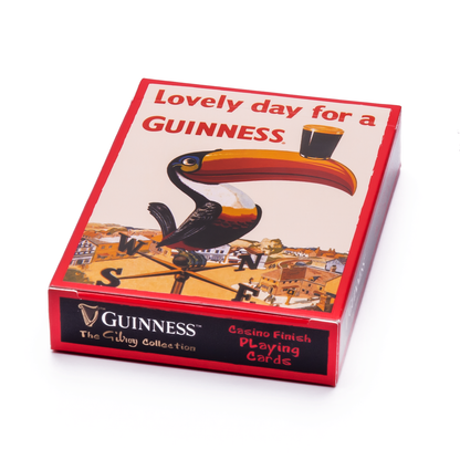 A pack of Guinness Toucan Playing Cards, a perfect Guinness gift with a toucan on the cover.