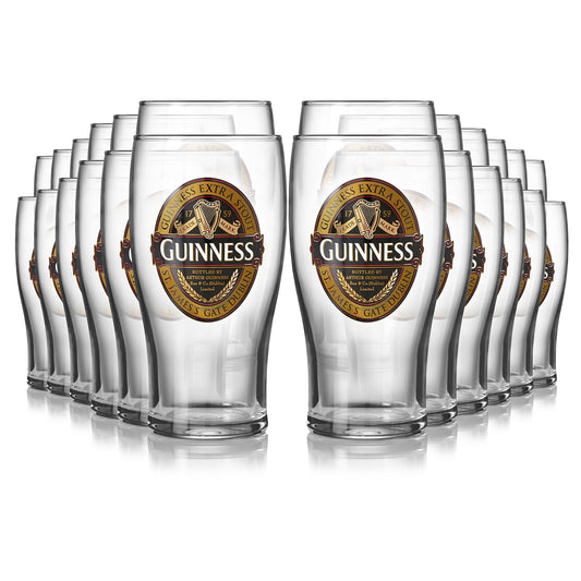 Guinness Two Half Pint Glass Pack with Embossed Harp Design on Back, Free  US Shipping
