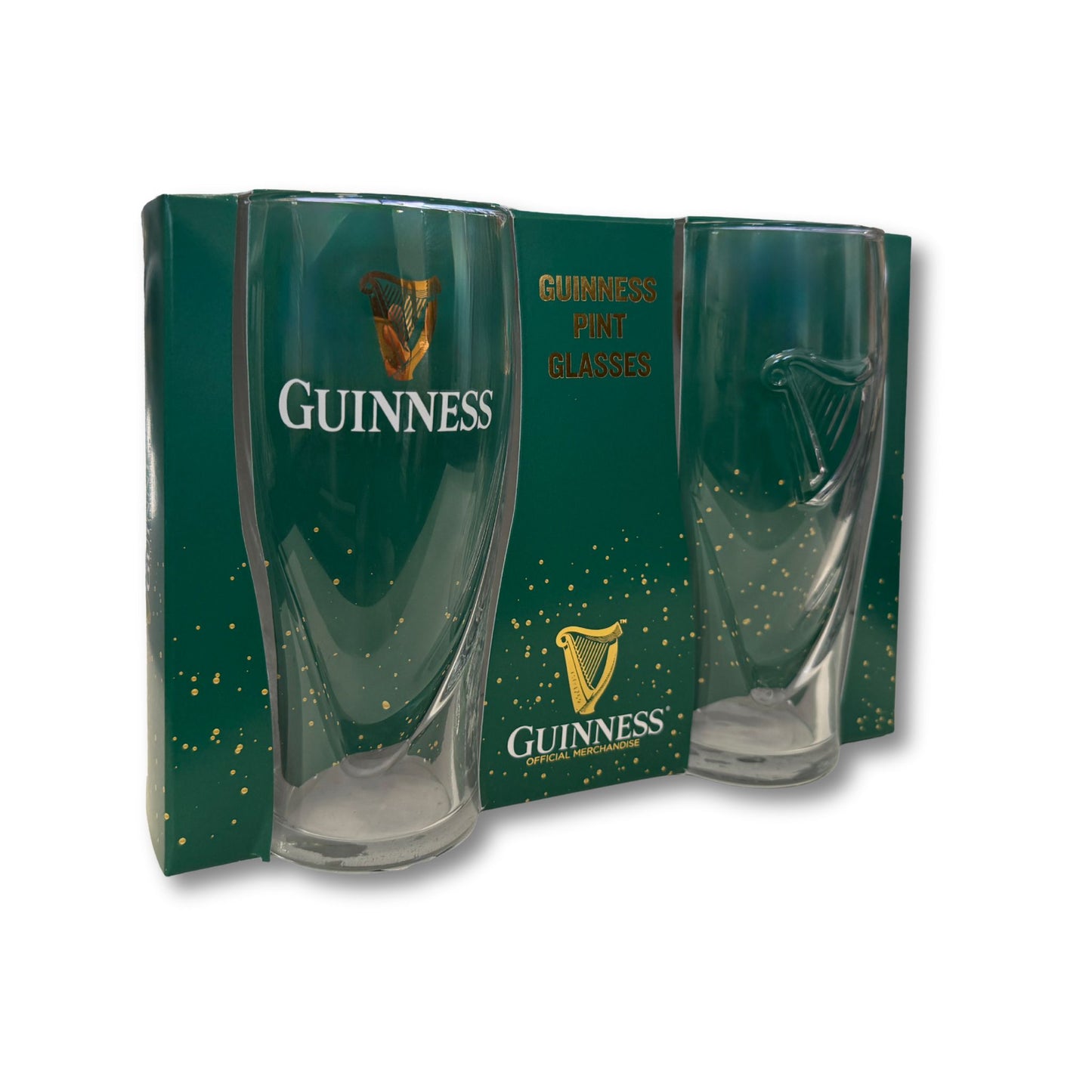 Guinness Gravity Pint Glass 2 Pack Gift Set Green Angle
