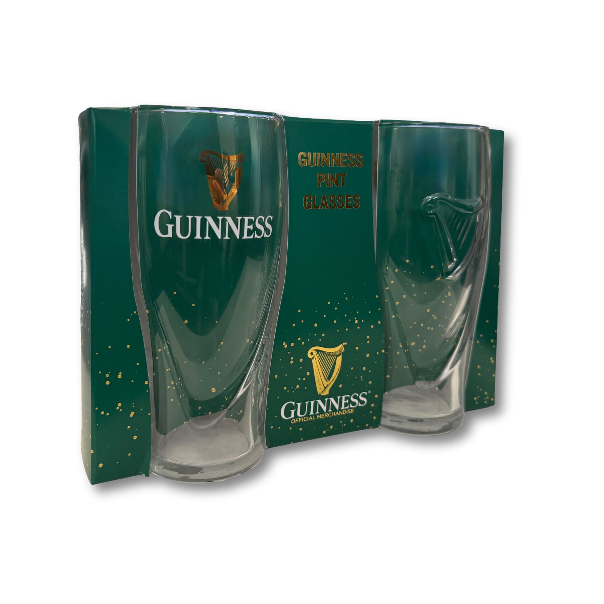 Guinness Gravity Pint Glass 2 Pack Gift Set Green Angle