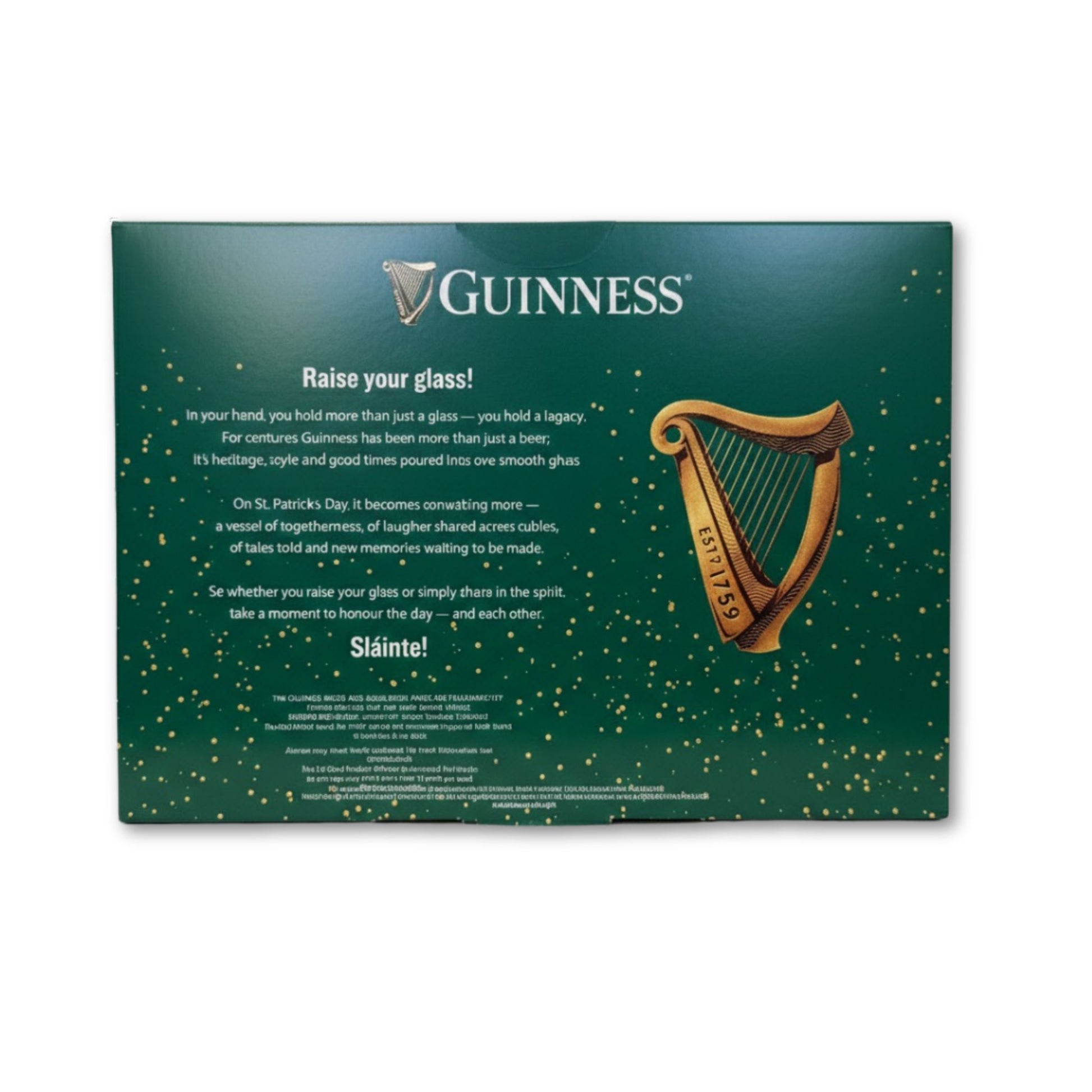 Guinness Gravity Pint Glass 2 Pack Gift Set Green Back