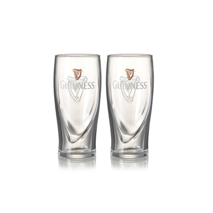 Two Guinness Half Pint Glass 2 Pack on a white surface.