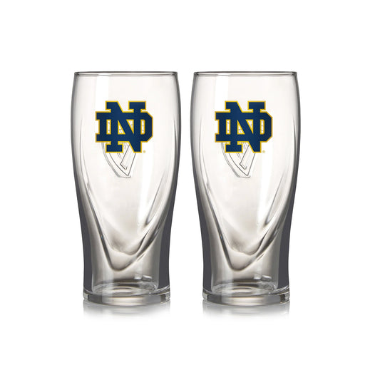 Two Guinness Notre Dame 16OZ Pint Glass Twin Packs with the Guinness logo on them.
