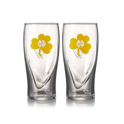 Notre Dame Guinness Shamrock 16oz Pint Glass Twin Pack