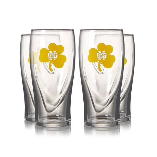 Notre Dame Guinness Shamrock 16oz Pint Glass 4 Pack set of 4.