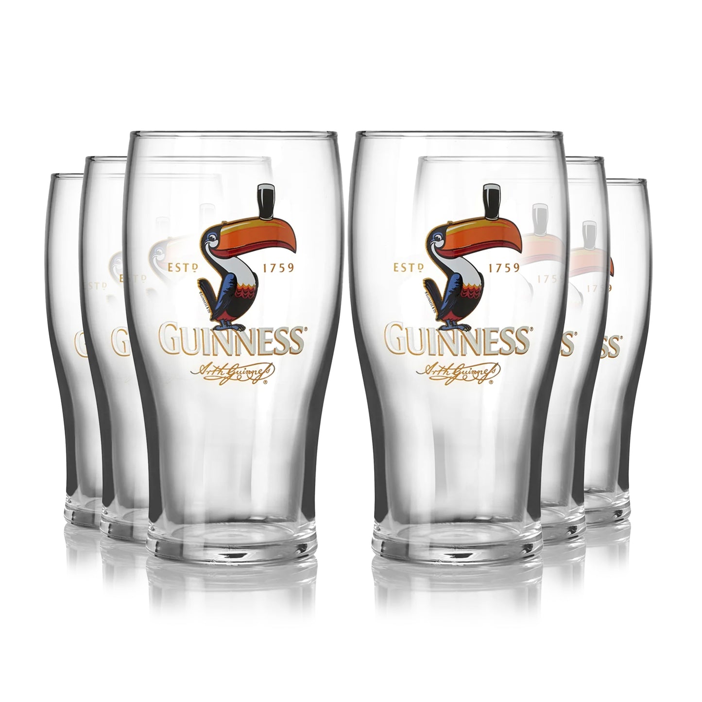 Guinness Toucan Pint Glass 6 Pack