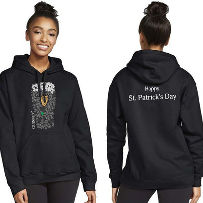 Celebrate St. Patrick's Day in this Guinness St. Patrick's Day Shamrock Pint Black Hoodie!
