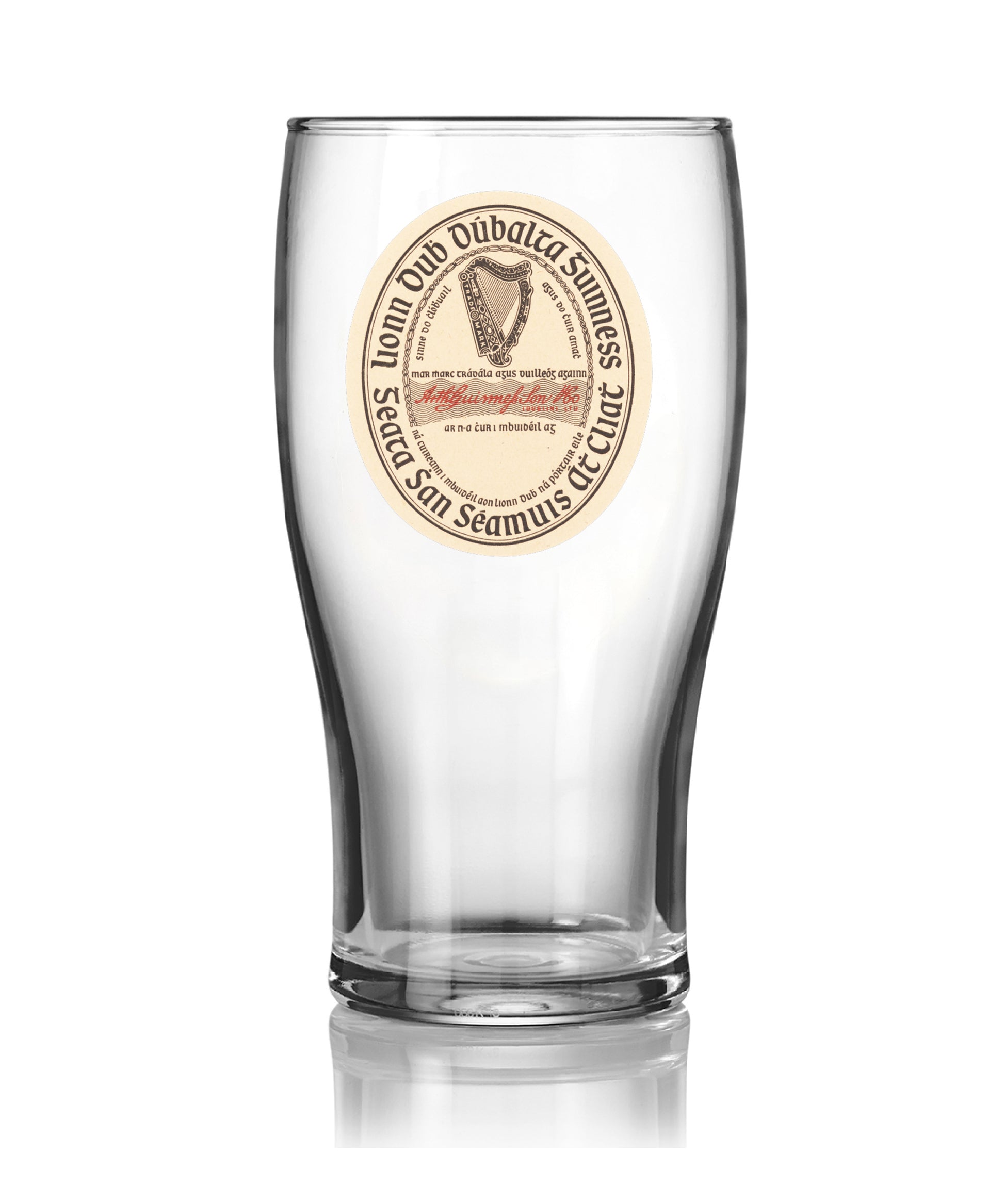 The Guinness Mixed Pint Glass Gift Set from Guinness Webstore US features a clear, labeled pint glass displayed on a white background—perfect for collectors and Irish beer fans.