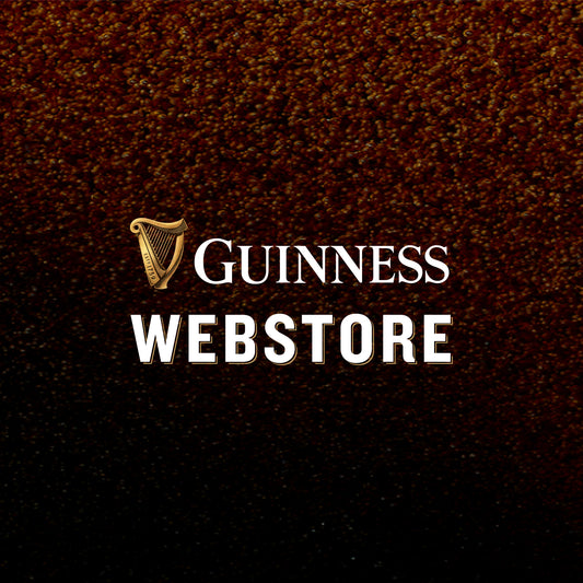 Guinness Webstore US offers the Perfect Home Bar Bundle featuring their iconic harp symbol on a textured brown background.