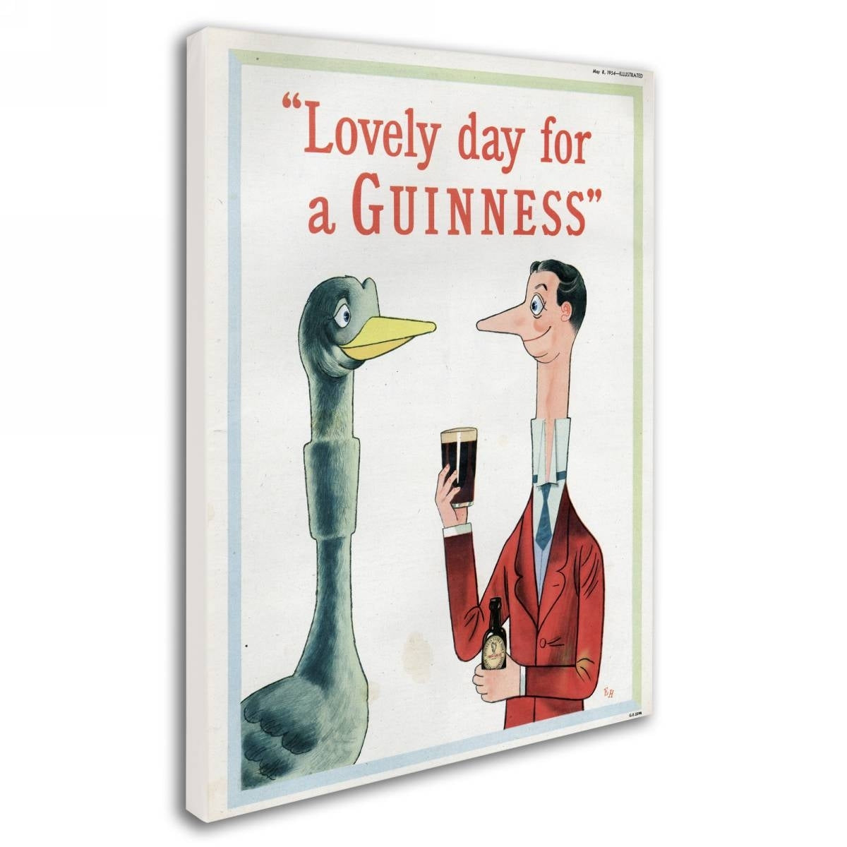 A Guinness Brewery 'Lovely Day For A Guinness XIII' Canvas Art featuring two ostriches.