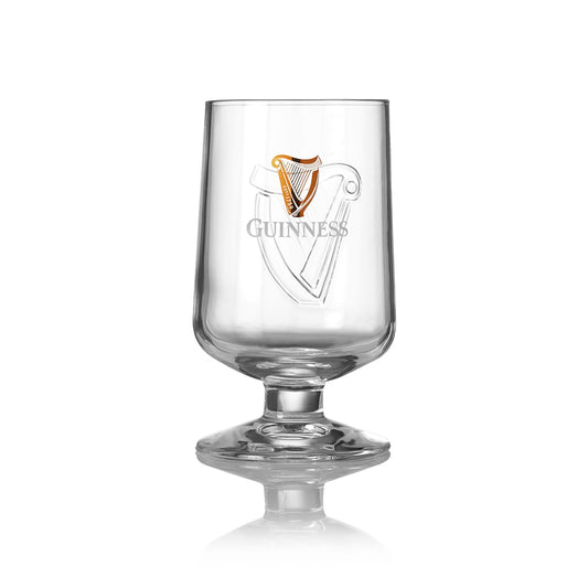 An embossed Guinness Embossed Stem Glass on a white background.