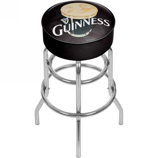 A Guinness Padded Swivel Bar Stool - Smiling Pint on a white background.