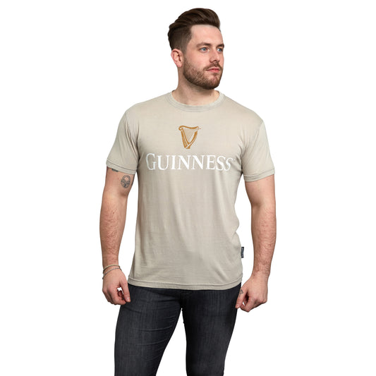 Guinness Trademark Label T-Shirt Beige made of cotton.