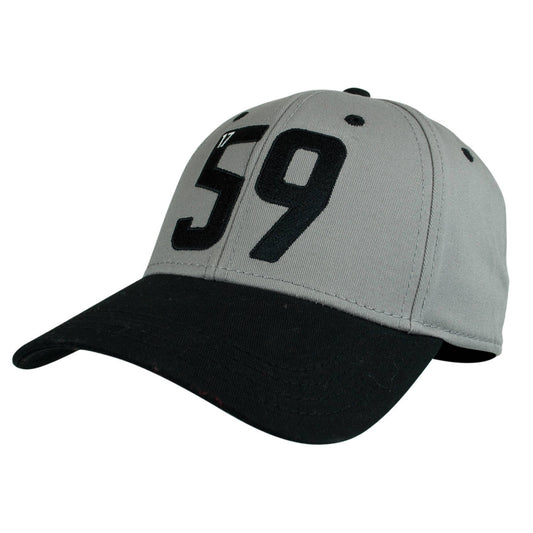 An adjustable Guinness Grey 59 Baseball Cap with the number 99 on it.