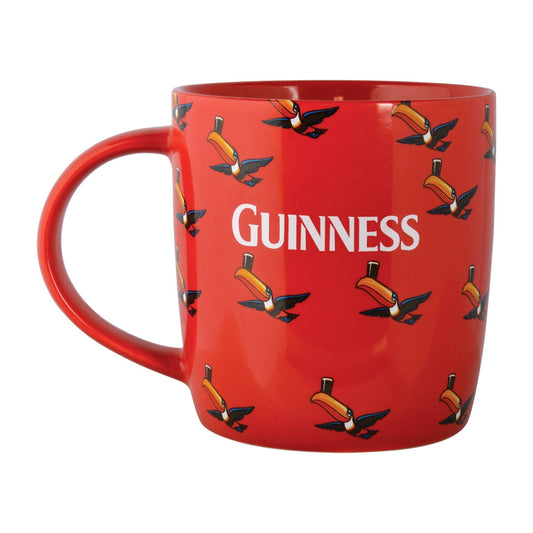 Guinness Red Mug with Multiple Flying Toucans.